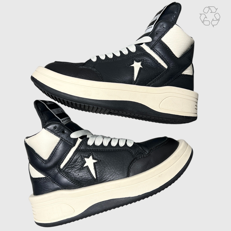 Rick Owens x Converse DRKSHDW TURBOWPN Mid 'Black Cloud Cream' Size 6 Pre-Owned