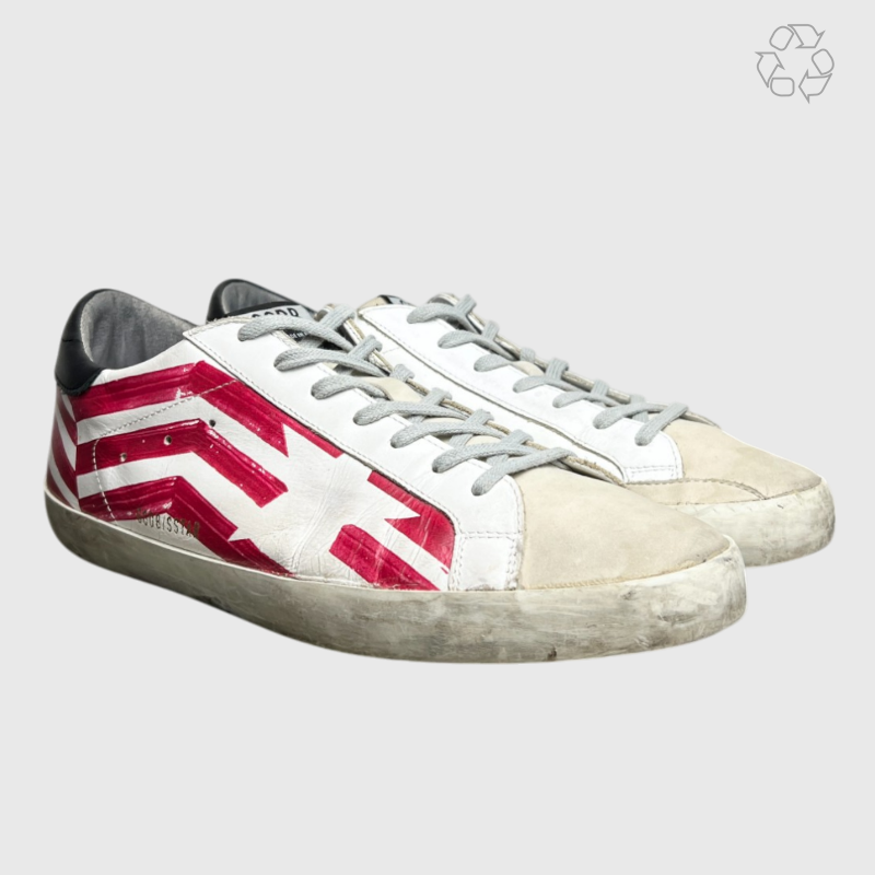 Golden Goose Superstar 'White Red Flag' Size 12 Pre-Owned