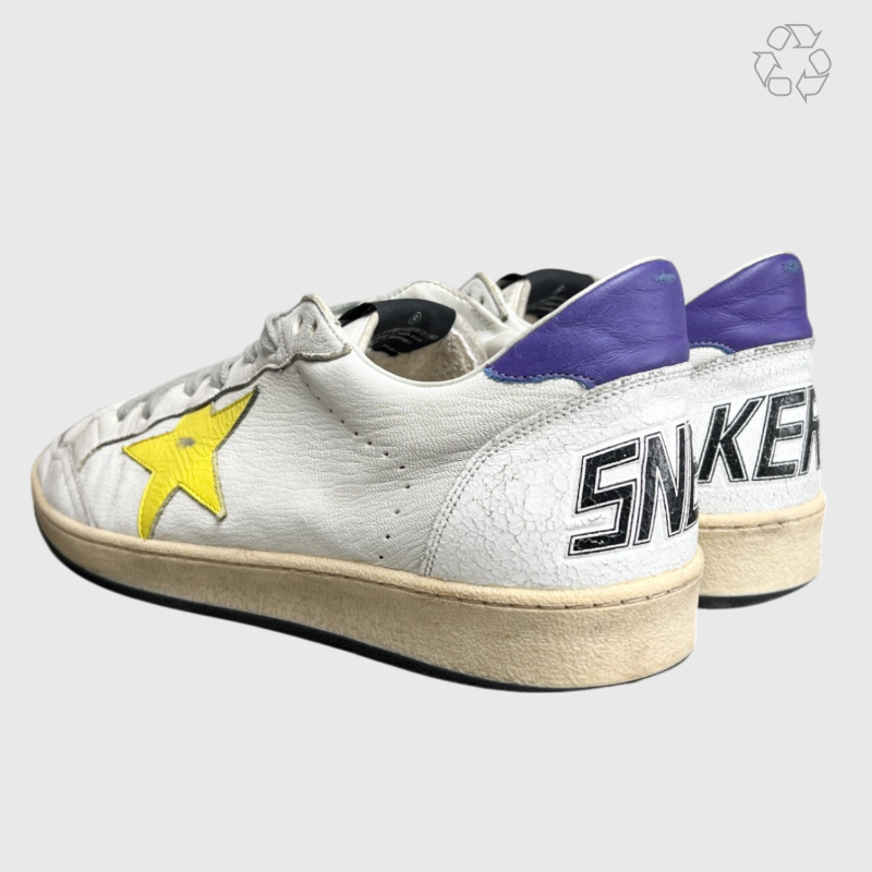 Golden Goose Ball Star White Purple Yellow Star Size 11 Pre-Owned