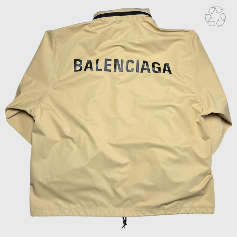 Balenciaga Hooded Printed Shell Jacket Beige Size 3 Pre-Owned
