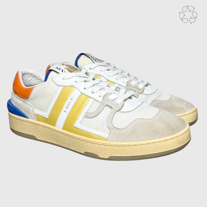 Lanvin Clay Low Top Sneakers 'White/Yellow' Size 10 Pre-Owned