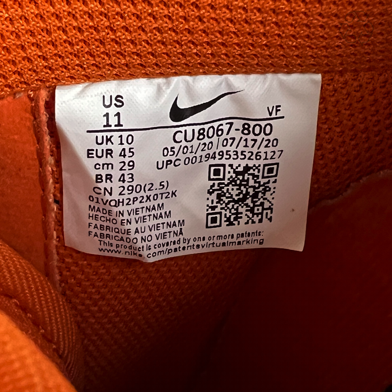 Nike Air Force 1 Low 'Orange Skeleton' Size 11 Pre-Owned