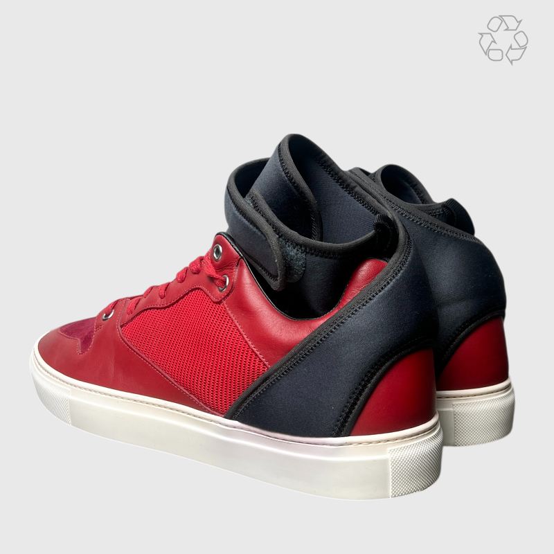 Balenciaga Neoprene High Top Sneaker Black/Red 391216 WAW81 6455 Size 9 Pre-Owned