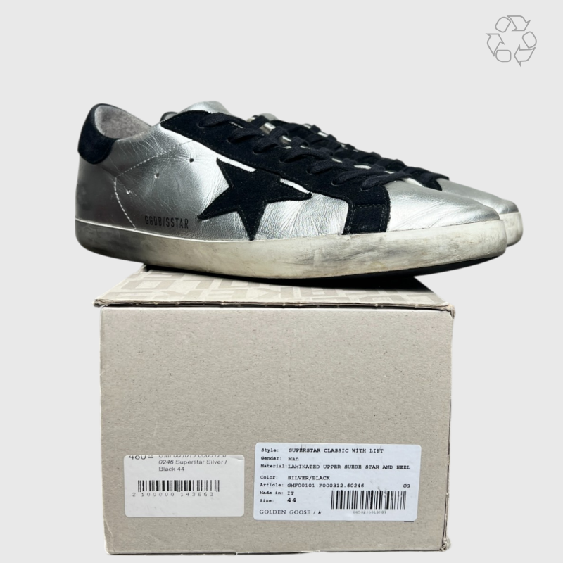 Golden Goose Superstar Classic 'Silver/Black' Size 11 Pre-Owned