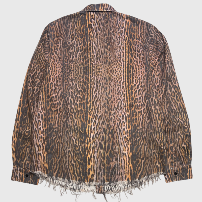 Amiri Distressed Leopard Printed Flannel Shirt Brand New