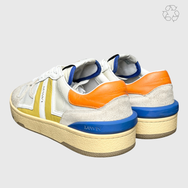 Lanvin Clay Low Top Sneakers 'White/Yellow' Size 10 Pre-Owned