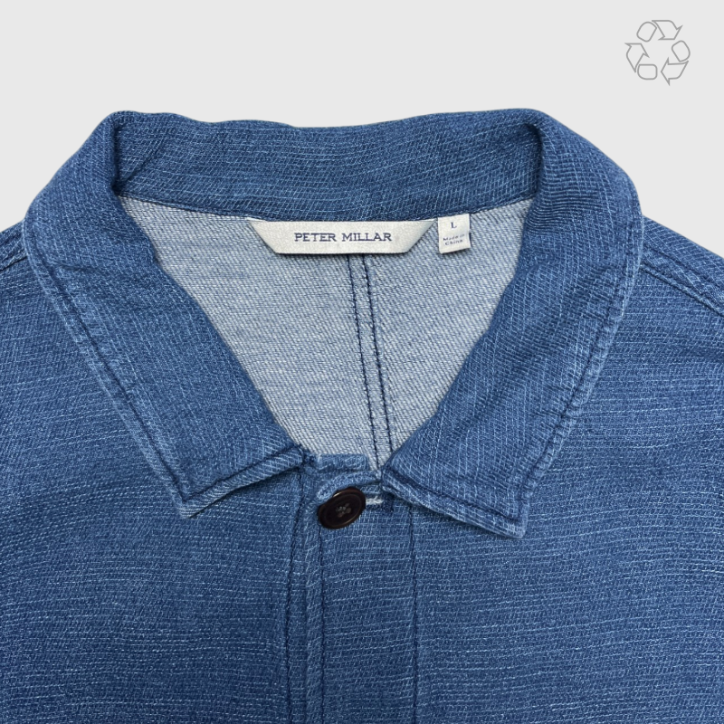 Peter Millar Indigo Denim Blue Chore Coat Jacket Size L Pre-Owned