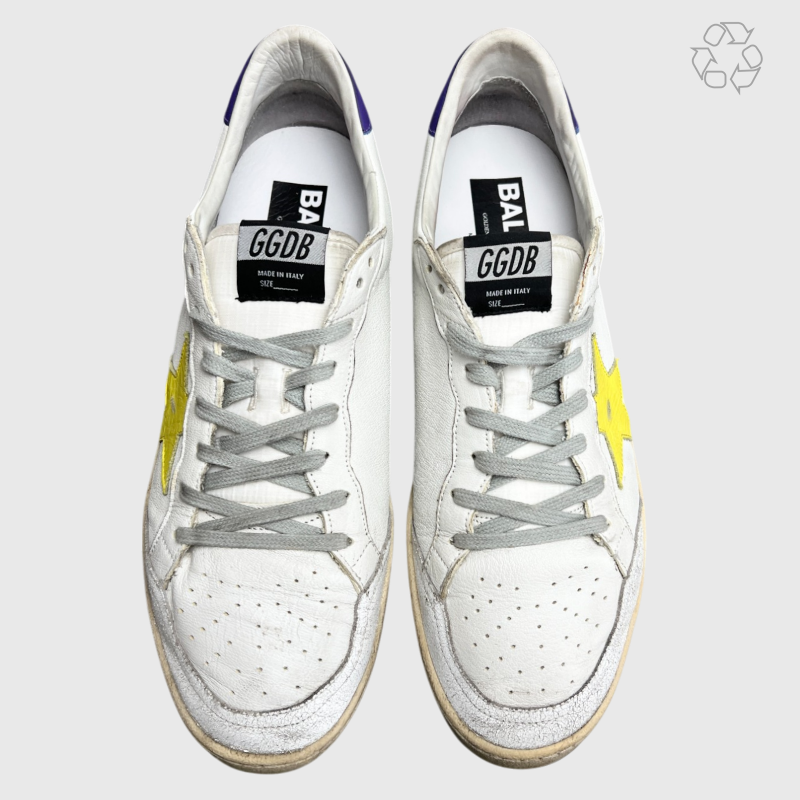 Golden Goose Ball Star White Purple Yellow Star Size 11 Pre-Owned