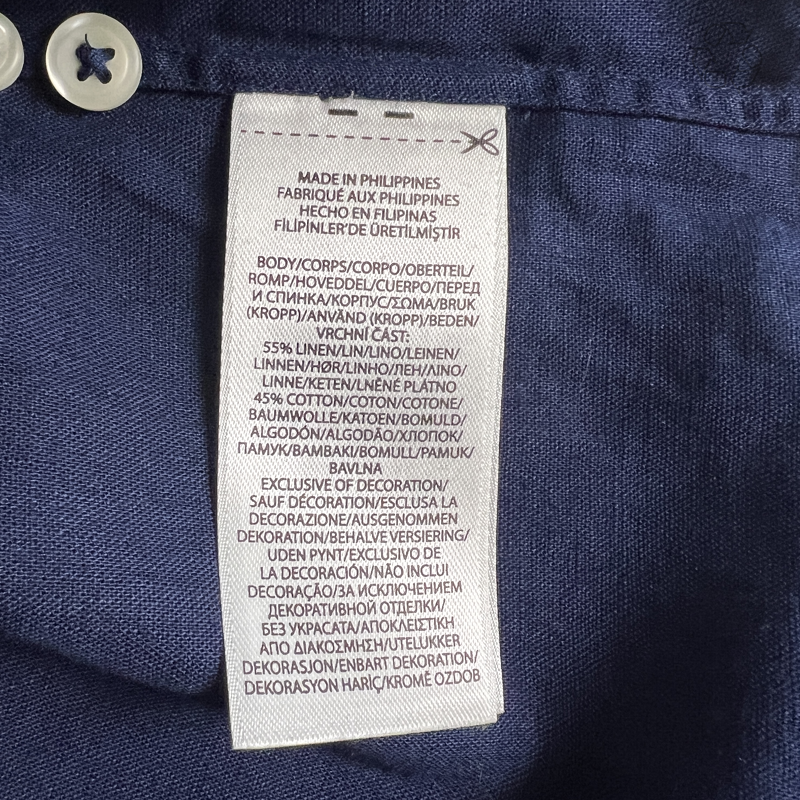 Polo Ralph Lauren Classic Fit Linen Button Down 'Navy' Size Large Pre-Owned