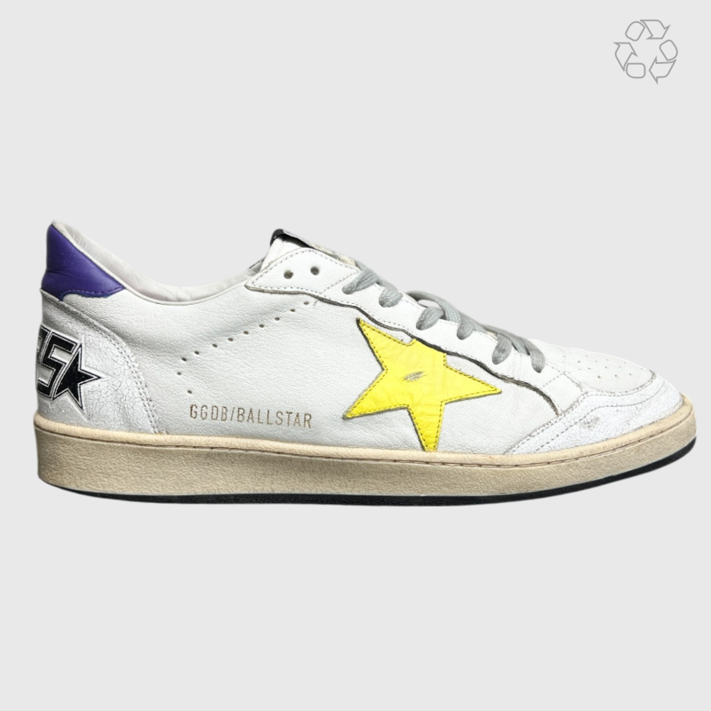 Golden Goose Ball Star White Purple Yellow Star Size 11 Pre-Owned