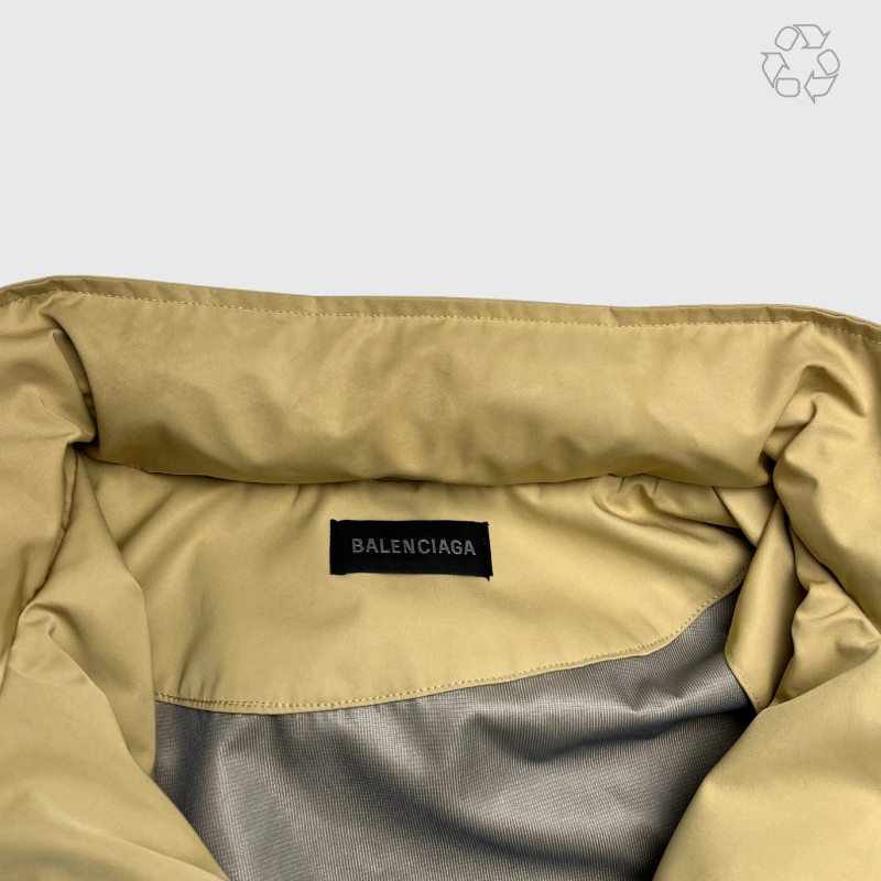 Balenciaga Hooded Printed Shell Jacket Beige Size 3 Pre-Owned