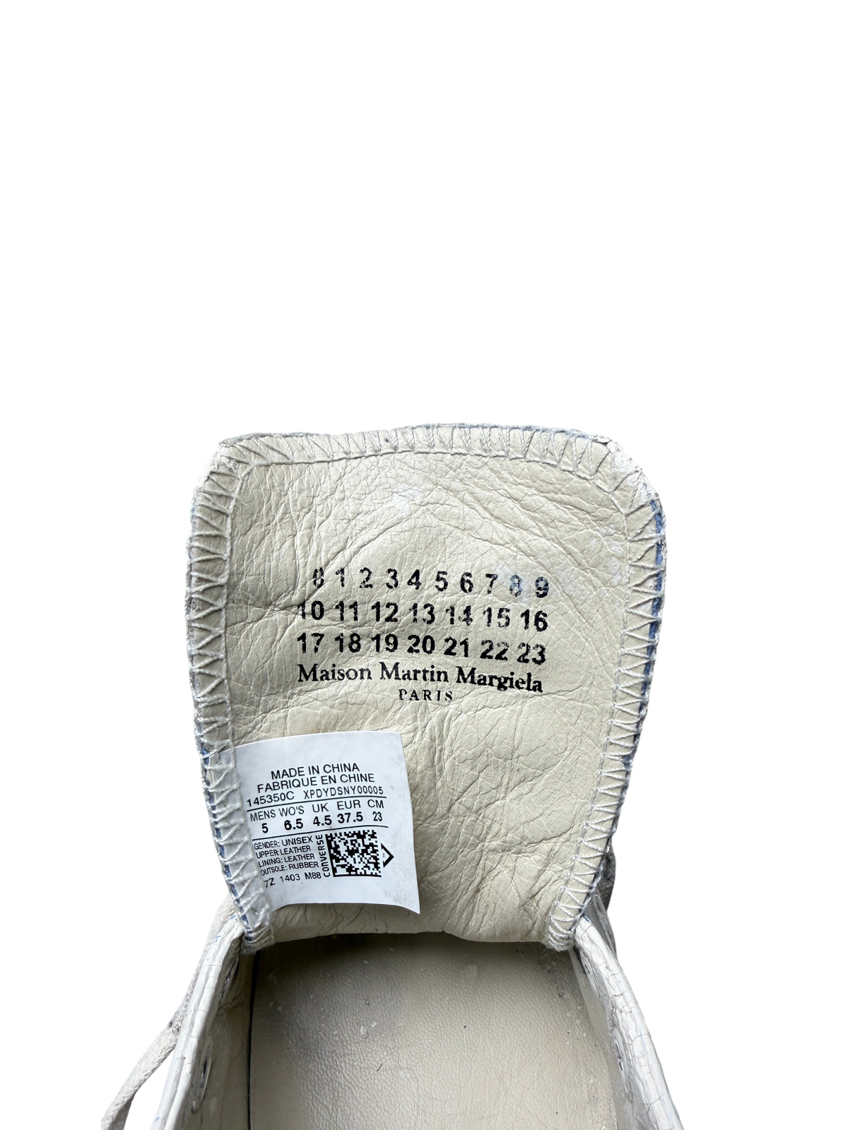 Maison Margiela x Converse Jack Purcell Low SS12 'Paint Crack - White Azure' Women Size 6.5 Pre-Owned
