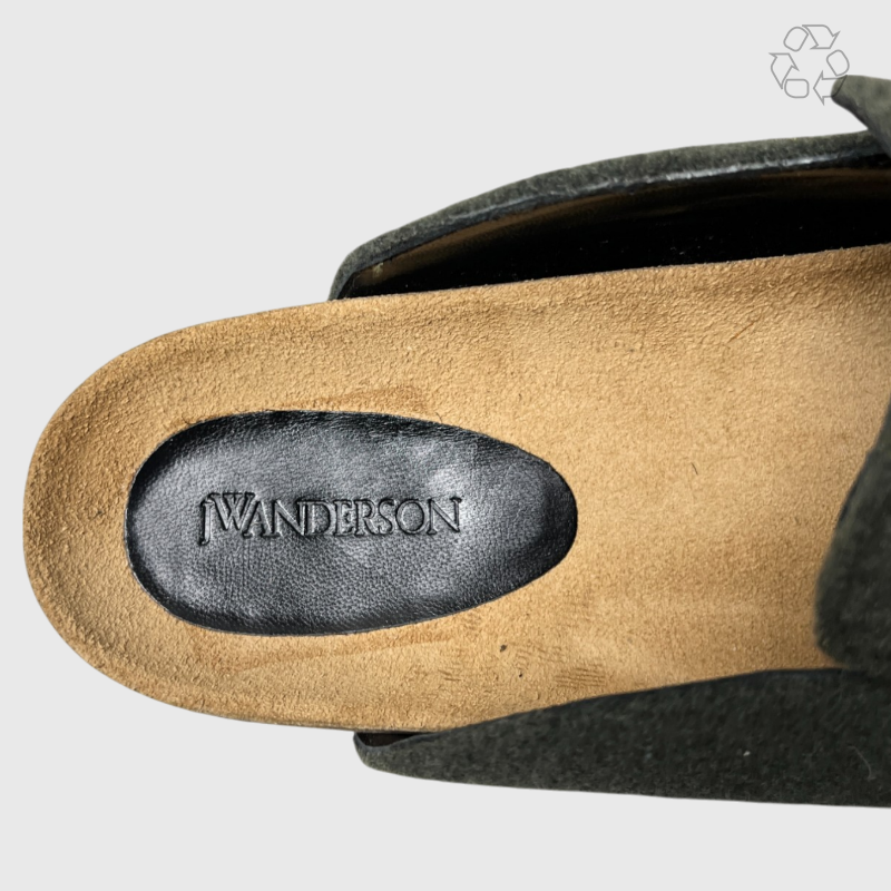JW Anderson Felt Loafer Mules 'Dark Olive' Size 11.5 Pre-Owned