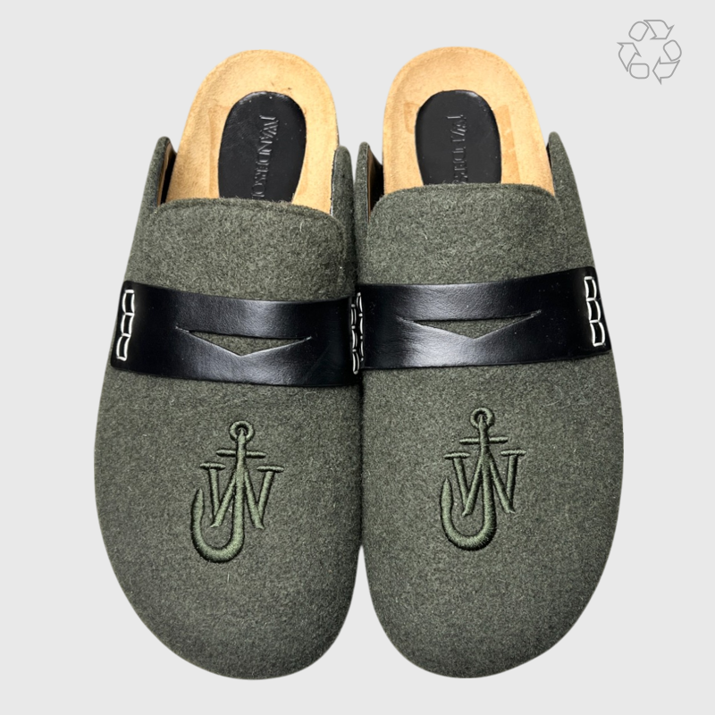 JW Anderson Felt Loafer Mules 'Dark Olive' Size 11.5 Pre-Owned