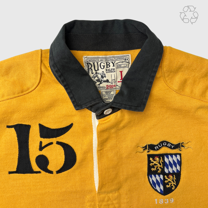 Vintage Rugby x Ralph Lauren Long Sleeve Polo Shirt 'Yellow' Size Large Pre-Owned
