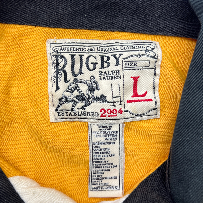 Vintage Rugby x Ralph Lauren Long Sleeve Polo Shirt 'Yellow' Size Large Pre-Owned