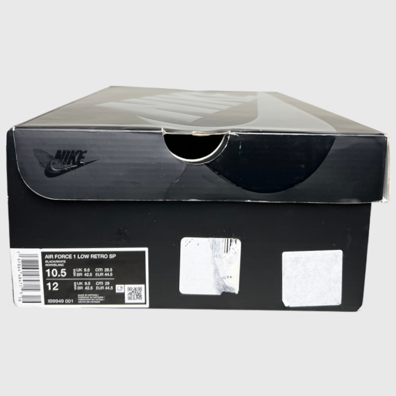 BLACK Comme des Garçons x Nike Air Force 1 Low Retro 'Black/White' Dover Street Market Exclusive Size 10.5 Pre-Owned