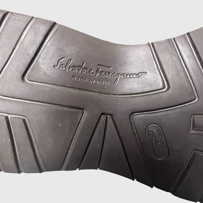 Salvatore Ferragamo Gancini Plaque Loafers 'Brown' Size 9 Pre-Owned