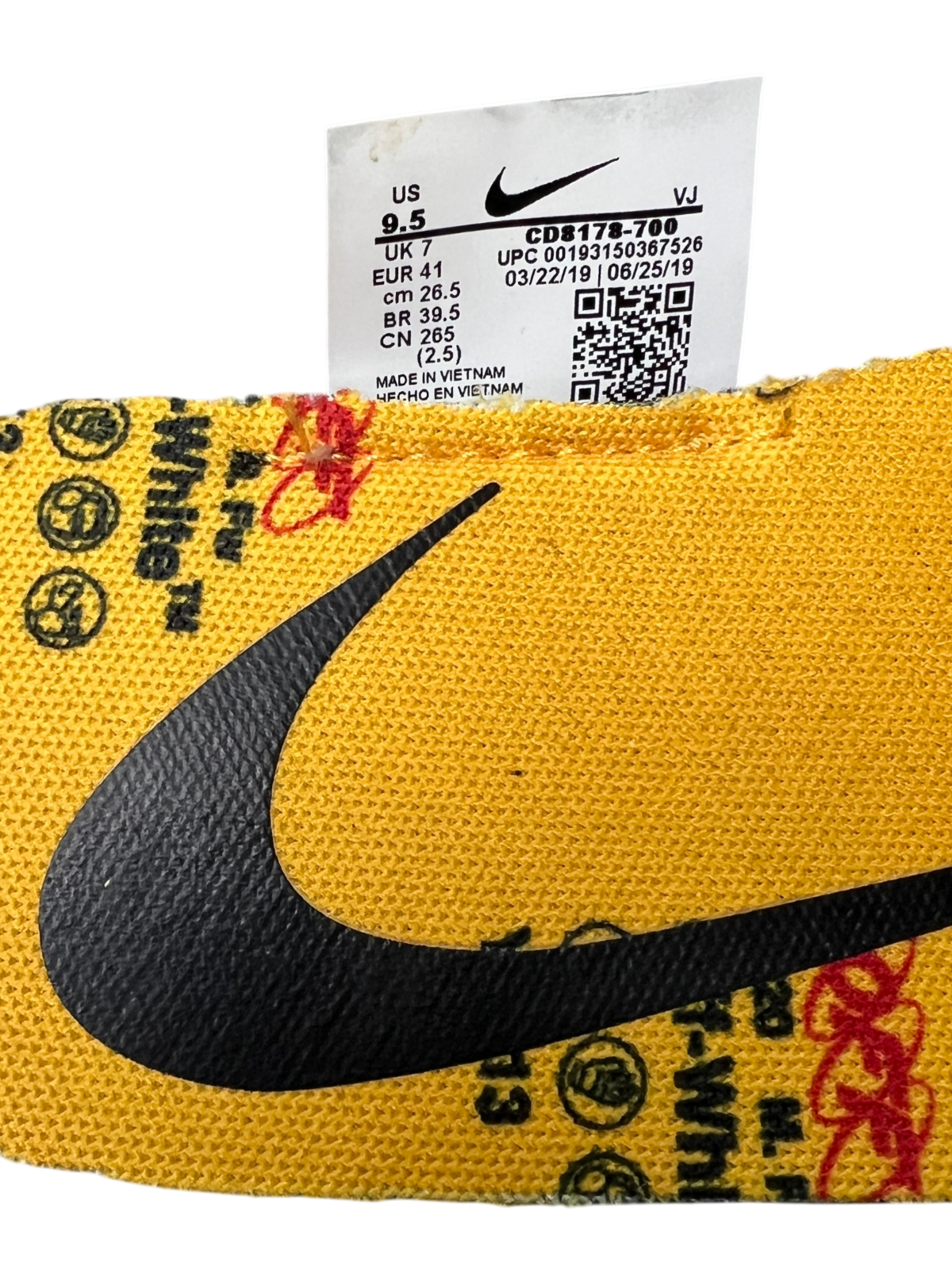 Off-White x Nike Vapor Street 'Tour Yellow' Size 9.5W Pre-Owned