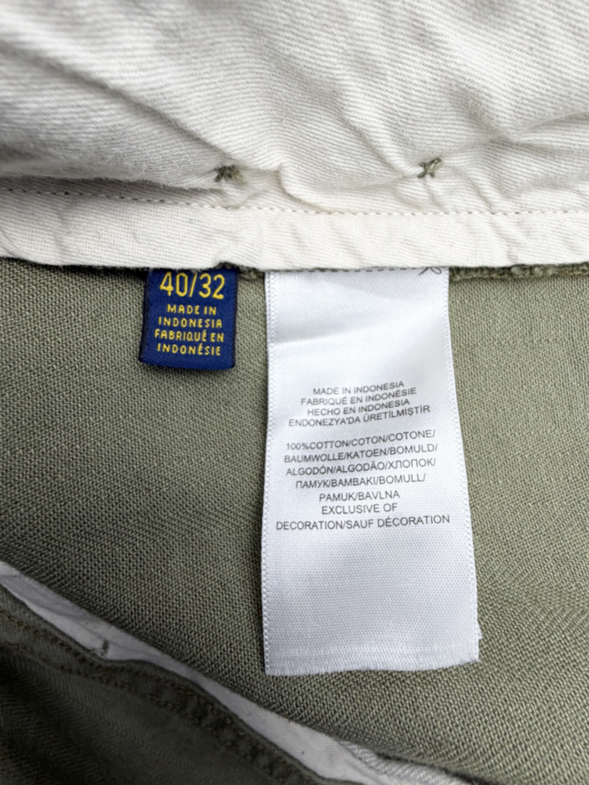 Polo Ralph Lauren Distressed Chino 'Olive' Size 40 Pre-Owned