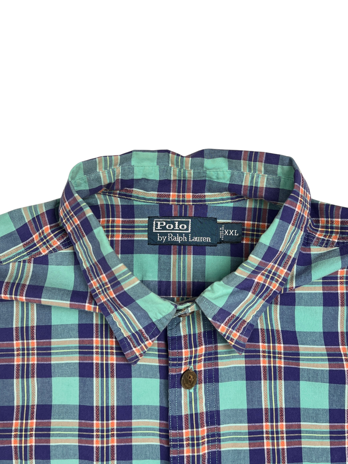 Polo Ralph Lauren Plaid Button-Down Shirt 'Turquoise/Plaid/Multicolor' Size XXL Pre-Owned