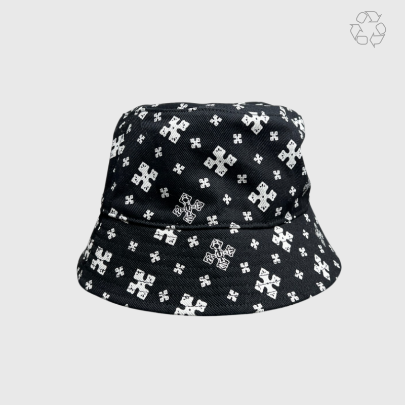 Rhude Cross Bandana Bucket Hat 'Black/White' One Size Pre-Owned