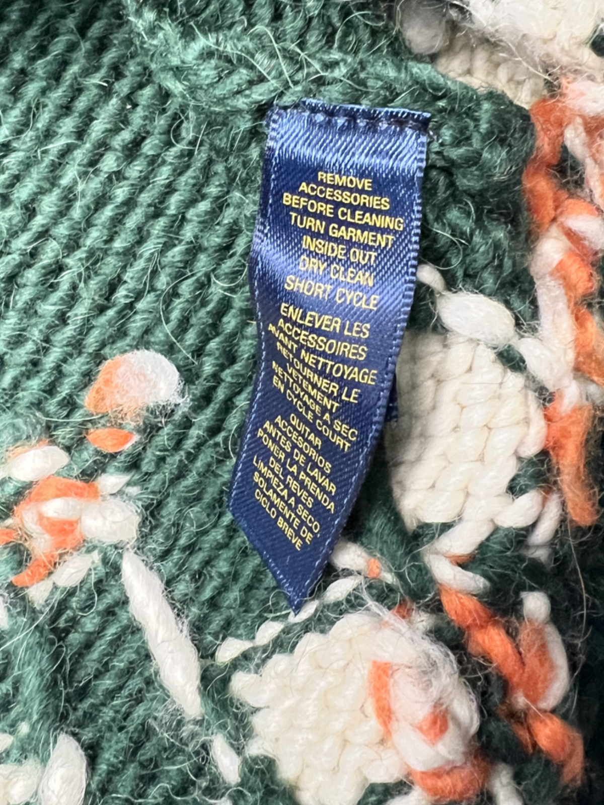 Rugby Ralph Lauren Hooded Moose Aztec Knit Sweater 'Hunter Green' Size S Pre-Owned
