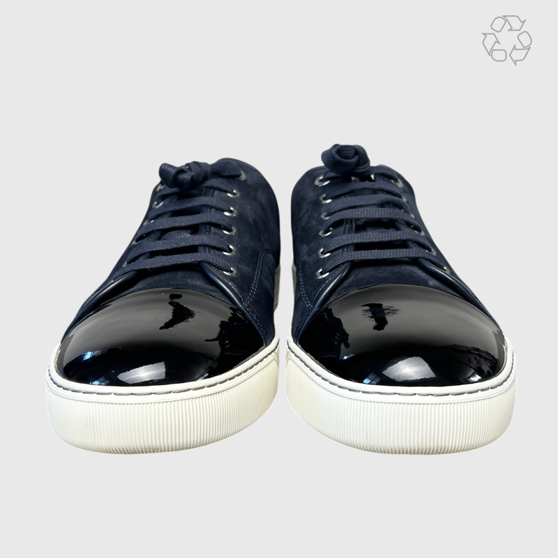 Lanvin DBB1 Patent Leather & Suede Lace-Up Sneakers 'Navy Blue' Size 12 Pre-Owned