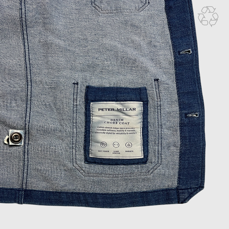Peter Millar Indigo Denim Blue Chore Coat Jacket Size L Pre-Owned