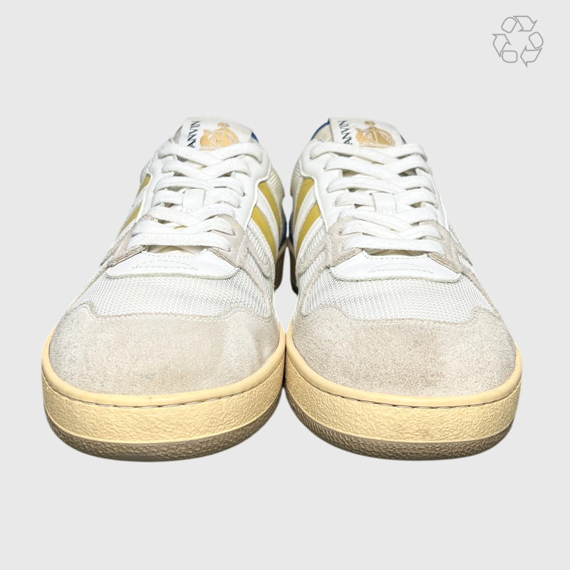 Lanvin Clay Low Top Sneakers 'White/Yellow' Size 10 Pre-Owned