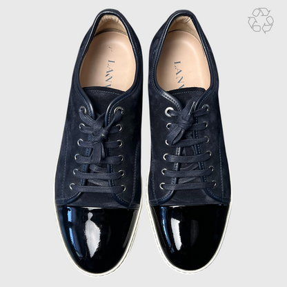 Lanvin DBB1 Patent Leather & Suede Lace-Up Sneakers 'Navy Blue' Size 12 Pre-Owned