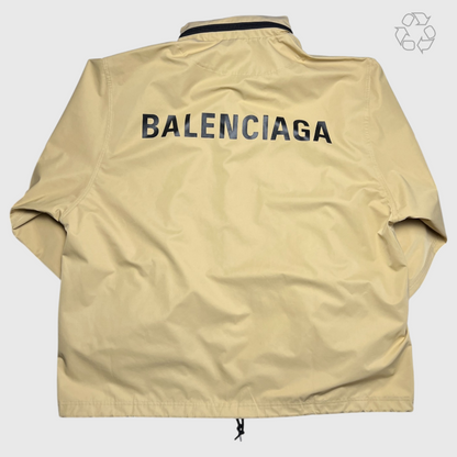 Balenciaga Hooded Printed Shell Jacket Beige Size 3 Pre-Owned