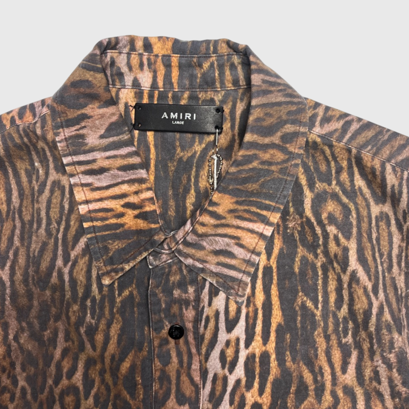 Amiri Distressed Leopard Printed  Flannel Shirt Brand New