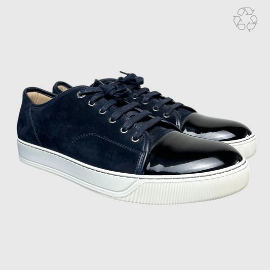 Lanvin DBB1 Patent Leather & Suede Lace-Up Sneakers 'Navy Blue' Size 12 Pre-Owned