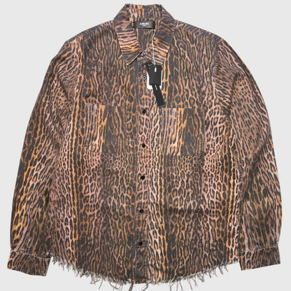 Amiri Distressed Leopard Printed  Flannel Shirt Brand New