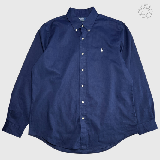 Polo Ralph Lauren Classic Fit Linen Button Down 'Navy' Size Large Pre-Owned