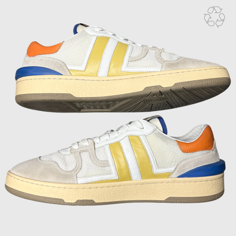 Lanvin Clay Low Top Sneakers 'White/Yellow' Size 10 Pre-Owned