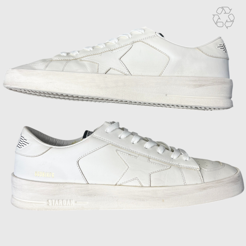Golden Goose Stardan Limited Edition White Leather White Star G35MS959B8 Size 11 Pre-Owned
