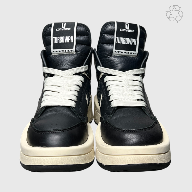 Rick Owens x Converse DRKSHDW TURBOWPN Mid 'Black Cloud Cream' Size 6 Pre-Owned