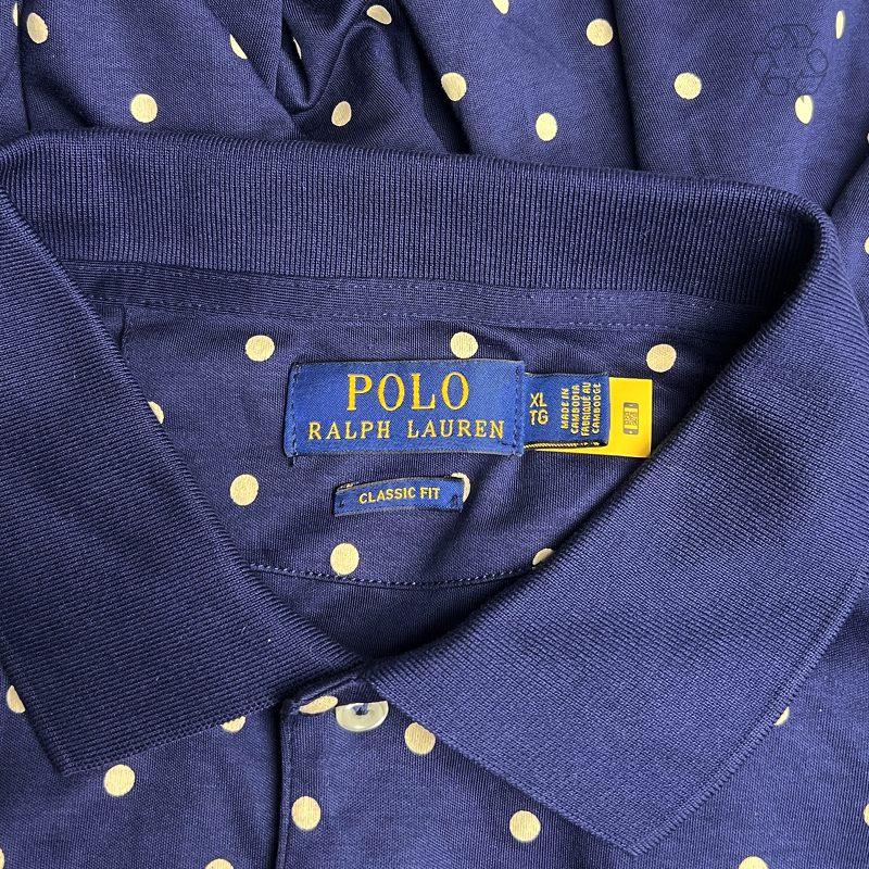 Polo Ralph Lauren Classic-Fit Soft-Touch Dot Print Polo 'Navy'  Size XL Pre-Owned