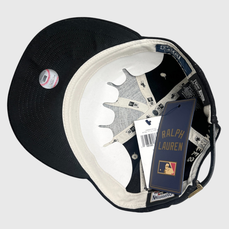 Polo Ralph Lauren x New Era Retro 9FIFTY NY Yankees Wool Strapback Cap 'Black' Brand New