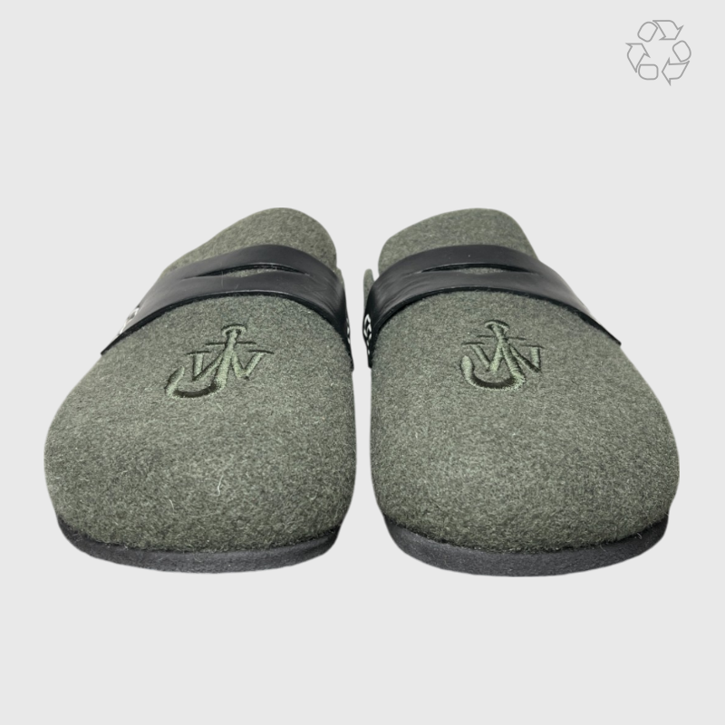 JW Anderson Felt Loafer Mules 'Dark Olive' Size 11.5 Pre-Owned