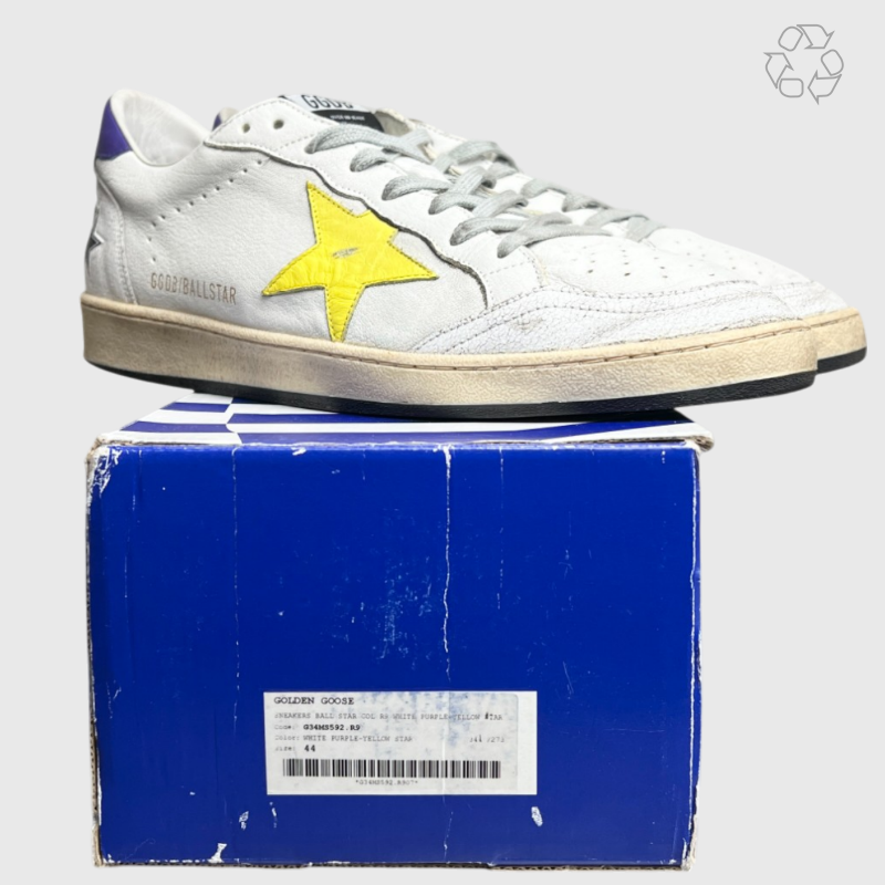 Golden Goose Ball Star White Purple Yellow Star Size 11 Pre-Owned