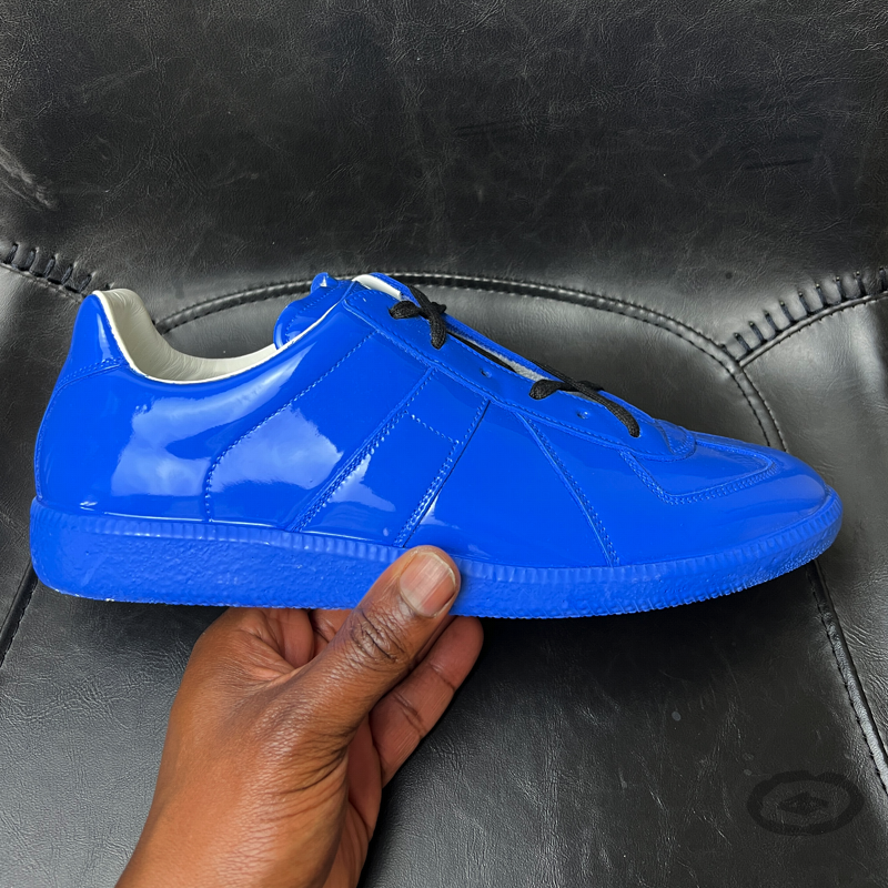 Maison Margiela Replica Lace-Up Sneakers 'Blue Patent' SS22 Brand New