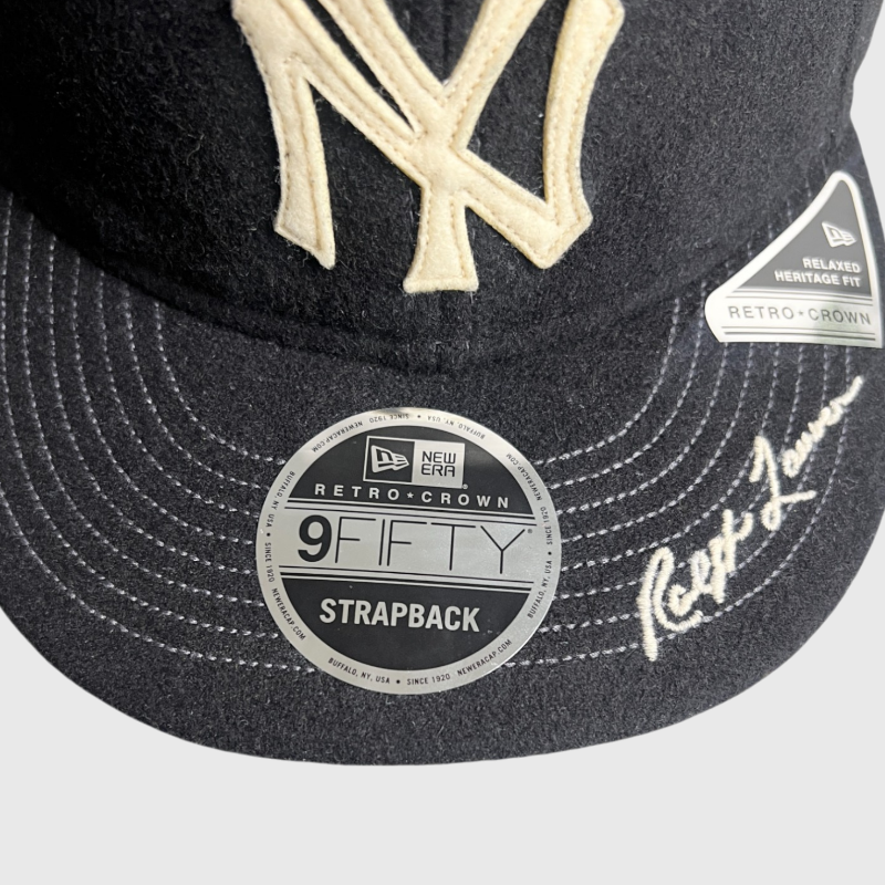 Polo Ralph Lauren x New Era Retro 9FIFTY NY Yankees Wool Strapback Cap 'Black' Brand New