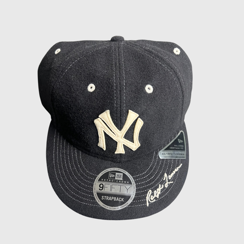 Polo Ralph Lauren x New Era Retro 9FIFTY NY Yankees Wool Strapback Cap 'Black' Brand New