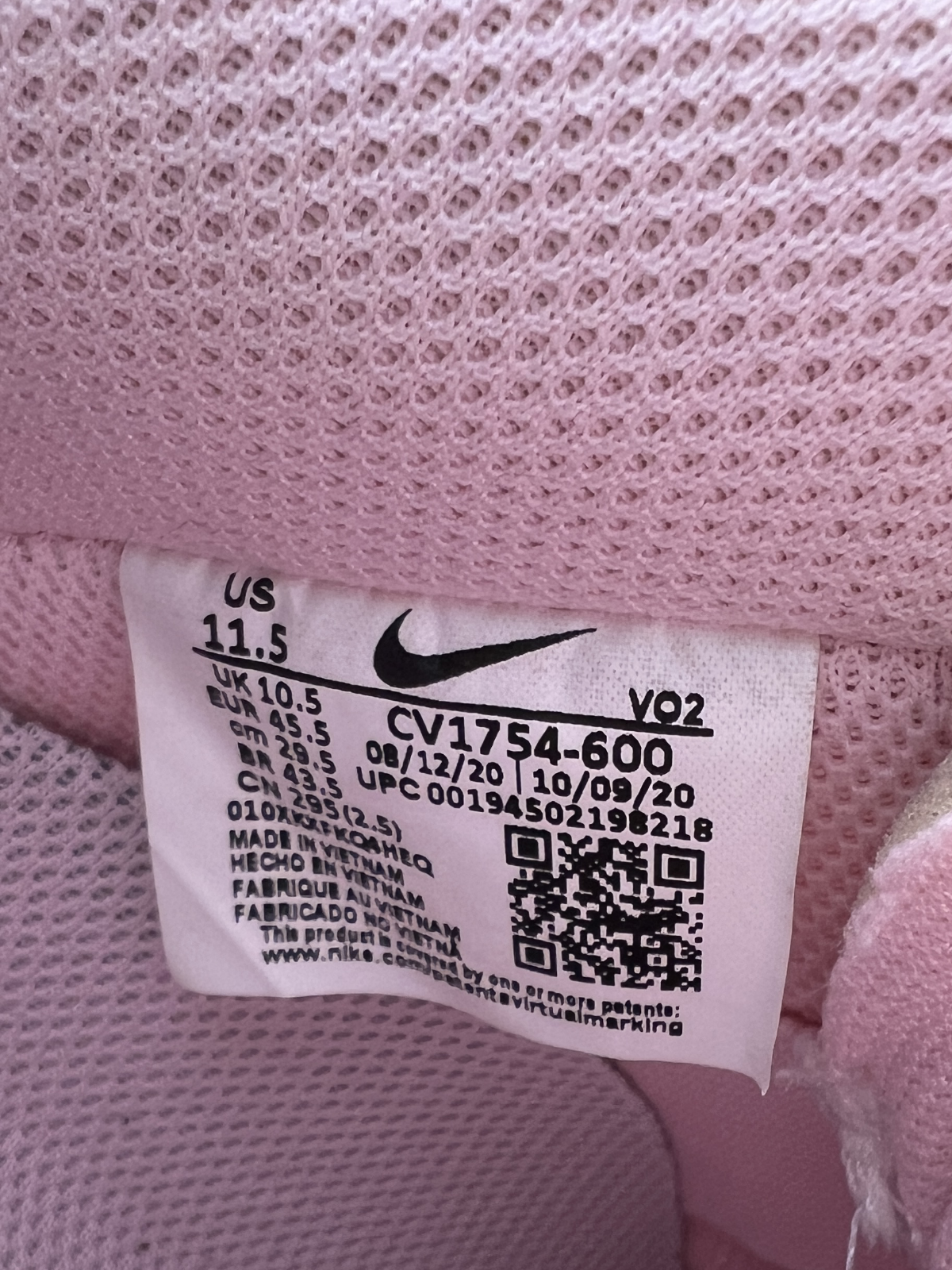 Air Force 1 Low Experimental 'Racer Pink' Size 11.5 Pre-Owned