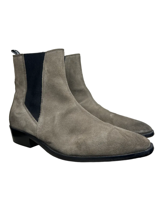 All Saints Markus Suede Chelsea Boots 'Taupe' Size 12 Pre-Owned