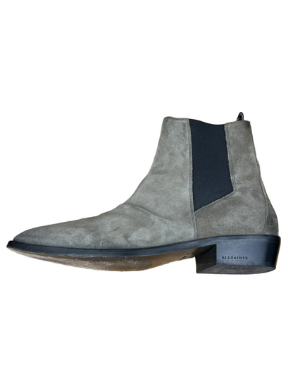 All Saints Markus Suede Chelsea Boots 'Taupe' Size 12 Pre-Owned
