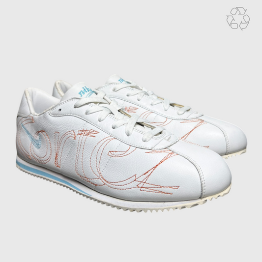 Vintage Nike Cortez Embrioded 'White-Teal' 2005 Men Size 10.5 Pre-Owned